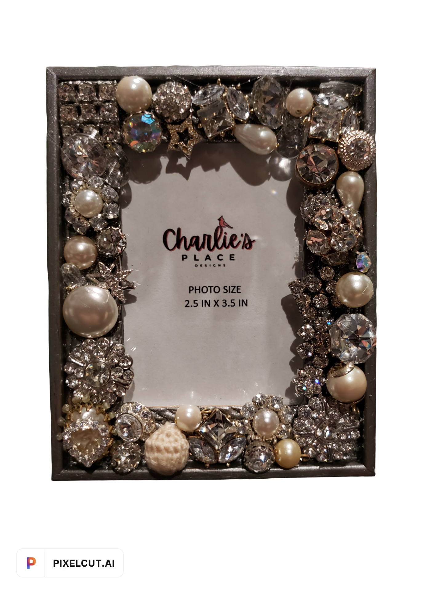 Vintage Rhinetsone and Pearl Photo Frame