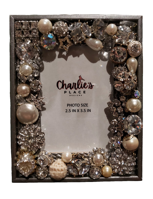 Vintage Rhinestone and Pearl Frame